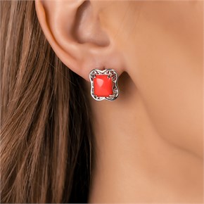 Серьги из серебра с оранжевым кораллом 2731