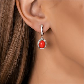 Серьги из серебра с оранжевым кораллом 2732