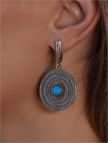 Серьги из серебра с бирюзой 1066