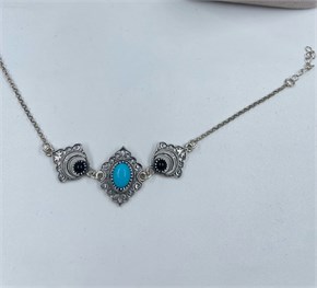 Браслет из серебра с агатом и бирюзой 2954
