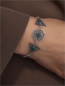 Браслет из серебра с хризопразом 2836