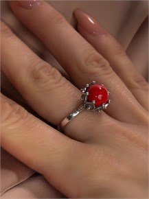 Кольцо из серебра с кораллом 2827