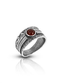 Кольцо из серебра с сердоликом в этно стиле 2068