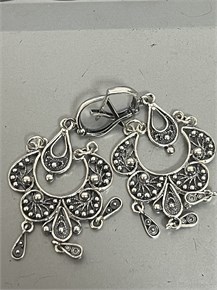 Серьги из серебра с филигранью 2391
