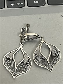 Серьги из серебра с филигранью 2393