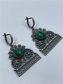 Серьги из серебра с Малахитом 2421