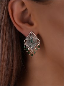 Серьги из серебра с хризопразом 2542