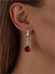 Серьги из серебра с сердоликом арт.3001 3001