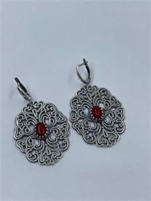 Серьги из серебра с кораллом 2430