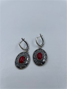 Серьги из серебра с кораллом 2432