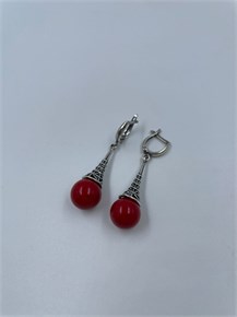 Серьги из серебра с кораллом 2443