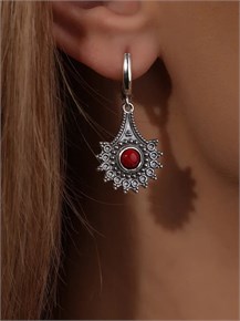 Серьги из серебра с кораллом 2796