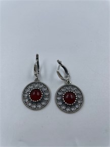 Серьги из серебра с сердоликом 2433