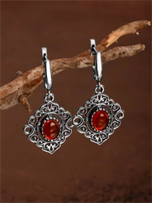 Серьги из серебра с сердоликом 2332