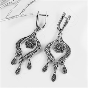 Серьги из серебра с филигранью 1058