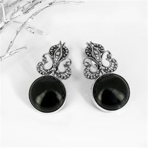Серьги из серебра с агатом 1159