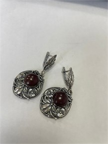 Серьги из серебра с сердоликом 3034