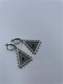 Серьги из серебра с хризопразом 2455
