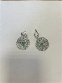 Серьги из серебра с хризопразом 2966