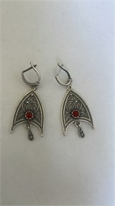 Серьги из серебра  с сердоликом 3123