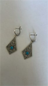 Серьги из серебра с бирюзой 3119