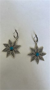 Серьги из серебра с бирюзой 3120