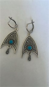 Серьги из серебра с бирюзой 3124