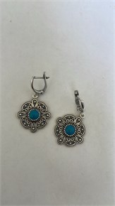Серьги из серебра с бирюзой 3127
