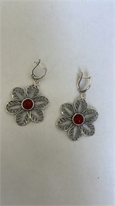 Серьги из серебра с сердоликом 3115