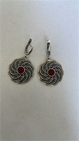 Серьги из серебра с сердоликом 3117