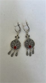 Серьги из серебра с сердоликом 3121