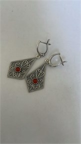 Серьги из серебра с сердоликом 3122