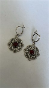Серьги из серебра с сердоликом 3128
