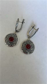 Серьги из серебра с сердоликом 3131