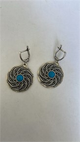 Серьги из серебра с бирюзой 3118