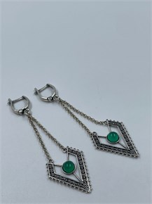 Серьги из серебра с хризопразом 2434