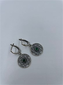 Серьги из серебра с хризопразом 2451