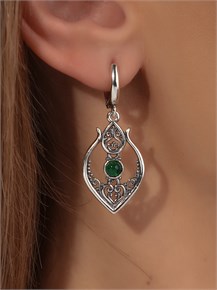 Серьги из серебра с хризопразом 2804