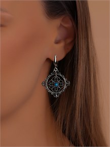 Серьги из серебра с бирюзой бохо 2334