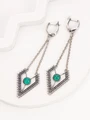 Серьги из серебра с хризопразом 2434