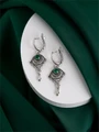 Серьги из серебра с хризопразом 3238