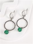 Серьги из серебра с хризопразом 3244