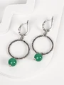 Серьги из серебра с хризопразом 3244