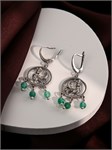 Серьги из серебра с хризопразом 3246