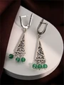 Серьги из серебра с хризопразом 3256