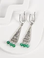 Серьги из серебра с хризопразом 3256