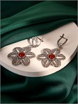 Серьги из серебра с сердоликом 3115