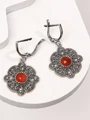 Серьги из серебра с сердоликом 3128