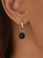 Серьги из серебра с хризопразом 3424