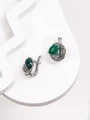 Серьги из серебра с хризопразом 3540